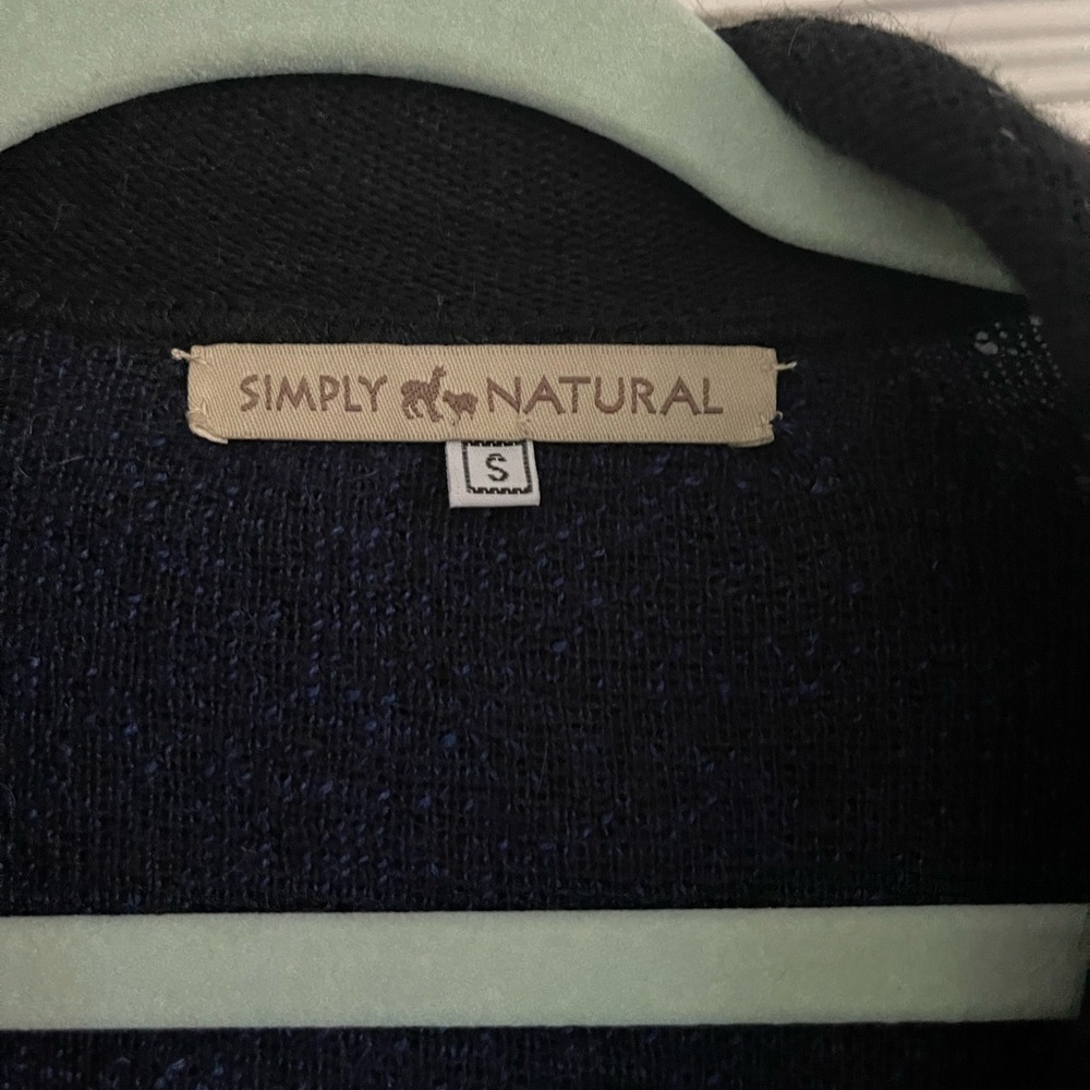 Simply natural sweater/ dress size small. Wool blend. Cobalt blue and black